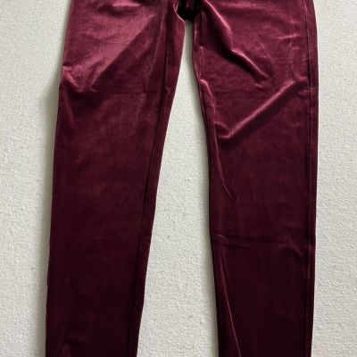 Spanx Velvet Velour Leggings High Waisted Stretch Size 2X 29”Inseam Burgundy