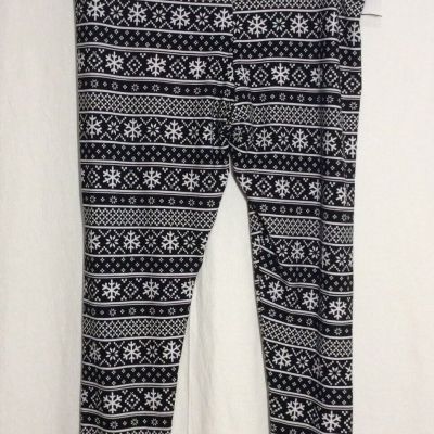 Juniors Plus Black/White DEREK HEART LEGGINGS Size 3X Snowflakes ~ NWT