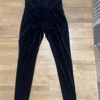 Spanx Womens High Waisted  Velvet Leggings Size L Black Pull On Slimming