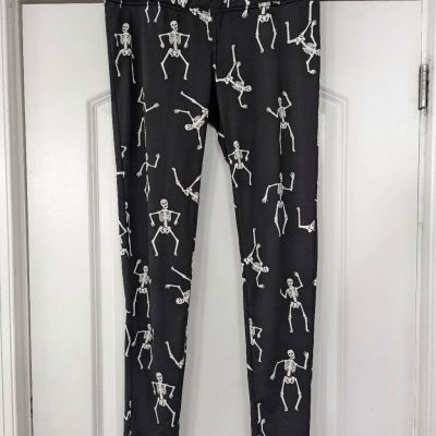 Tipsy Elves Skeleton Leggings women's size Large black bones dancing Halloween