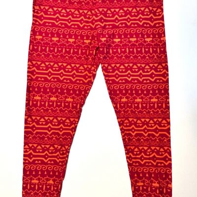 LuLaRoe leggings adult size TC (tall & curvy) red and orange(ish) geometric