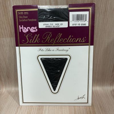 Hanes Vintage Silk Reflections Pantyhose. Barely Black  Style 715. Size: CD. New