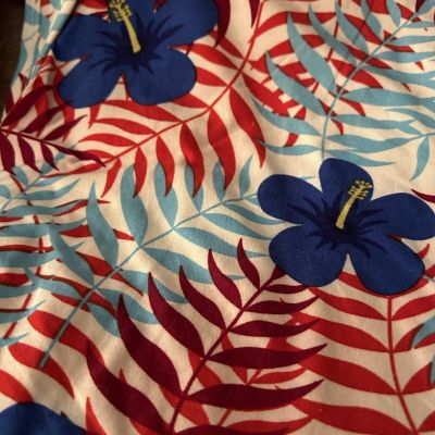 LulaRoe Tropical Red/White/Blue Leggings  TC