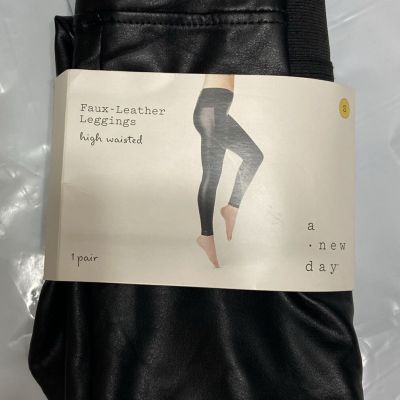 A New Day Women's High-Rise Full Length Faux Leather Leggings Black Small New