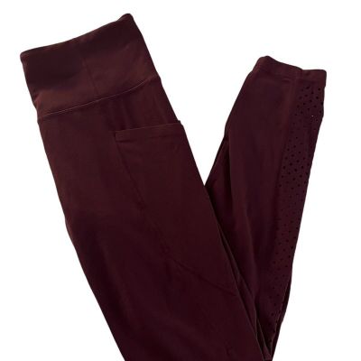 Athleta Charka Laser Cut Mid Rise Leggings Women’s Size Medium Dark Maroon