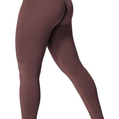 YEOREO V Waist Workout Leggings for Women Amplify Butt Lifting Medium, Brown