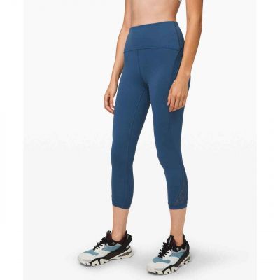 Lululemon High Rise Crop Code Blue Athletic Leggings Women's Size 4