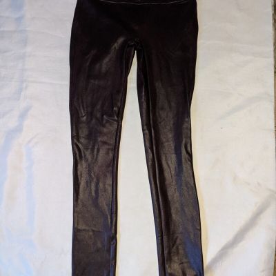 SPANX Faux Leather High Rise Leggings Size Small Maroon Burgundy