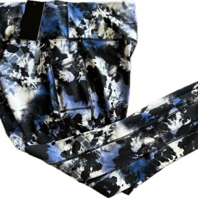 New Women’s Plus Size 1X LegEnd Leggings Blue Tie Dye Side Pockets