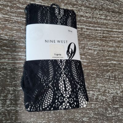 NWT Nine West Black Size S/M Crochet Open Knit Tights