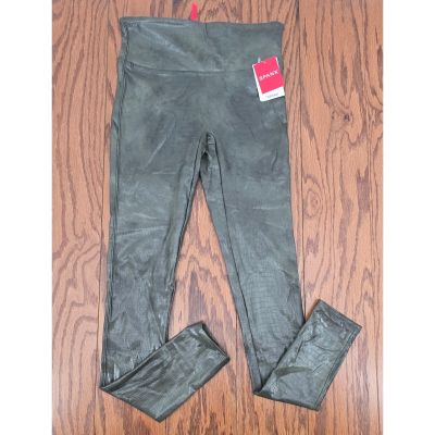 Spanx Faux Leather Croc Shine Olive Leggings