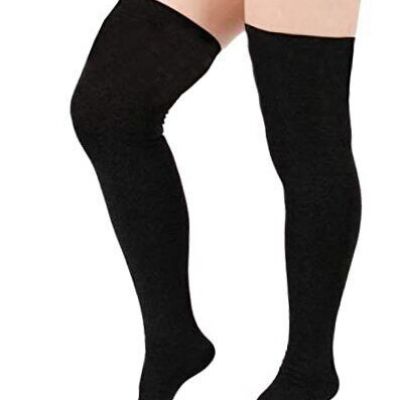 Women Plus Size Thigh High Stockings Over the Knee Thin 8-12 A 1 Pack Black