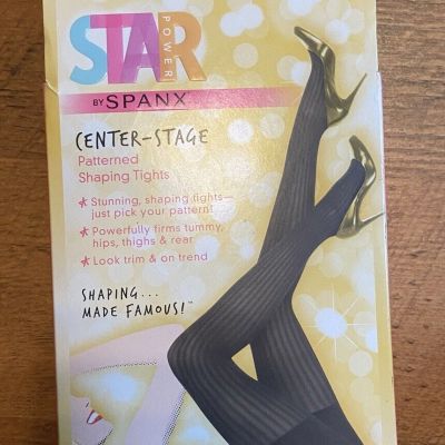 SPANX Star Power Center Stage Patterned Shaping Tights Size D Ribbed Row NWT