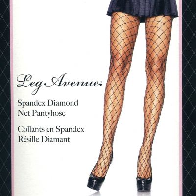 Spandex Diamond Net Pantyhose Adult One Size Black Fishnet Leg Avenue 9005