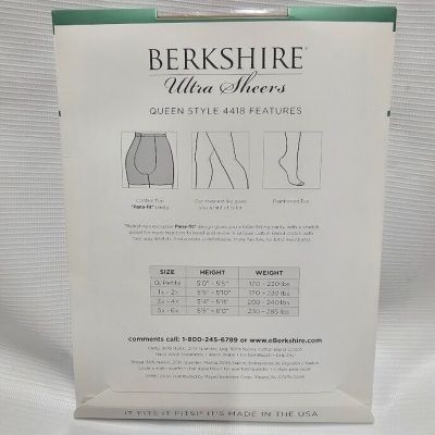 Berkshire Pantyhose Ultra Sheer Silky Pantyhose 4418 City Beige Size 1X - 2X