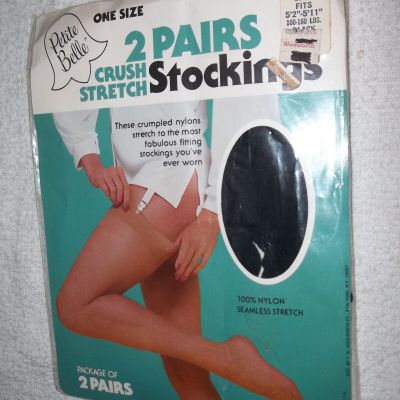 2 Pairs Black Petite Belle Crush Stretch Seamless Stockings