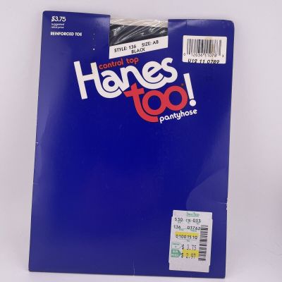 Vintage Hanes Too Pantyhose Size AB Black