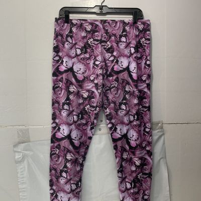 No Boundaries Purple Floral Butterfly Patterned Leggings junior’s size XL