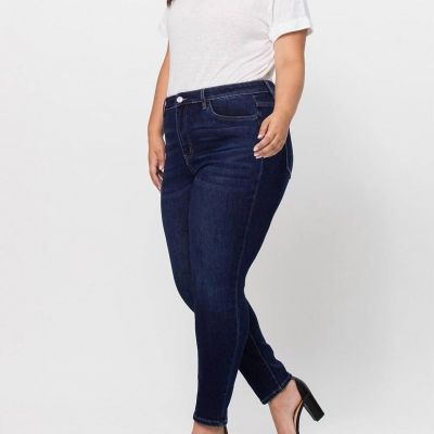 Vervet By Flying Monkey plus size high rise ankle skinny jeans in Dark Wash