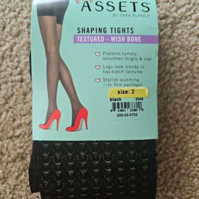 Spanx Love Your Assets Shaping Tights Black Textured Wish Bone Size 2 NEW