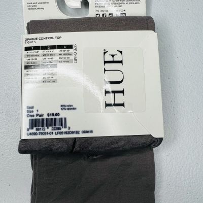 Hue Opaque Control Top Tights Size 1 Seal Gray 1 Pair Pack New