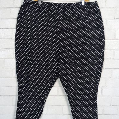 Woman Within NWOT Black Gray Polka Dot Leggings Stretch Cotton Pants Sz 3X NEW