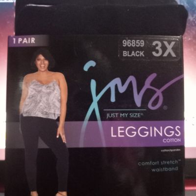 NEW 3x Black Just My Size Women's Plus-Size 95perc cotton 5perc Spandex Leggings ankle