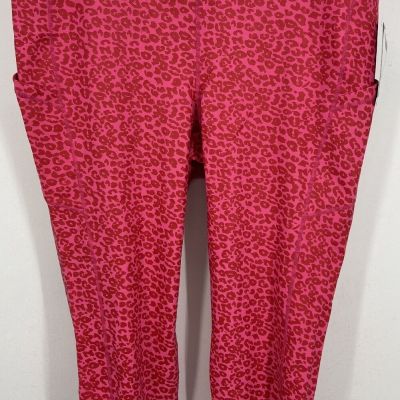 Torrid Pink Cheetah Leggings Plus 3X Crop High Rise Stretch Athletic Women New