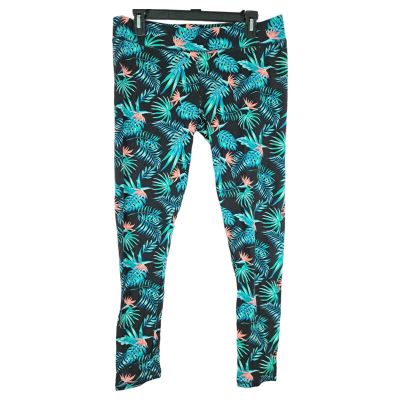 BCG Women Leggings Tropical Palm Tree Leaves Print Size L Cotton Blend