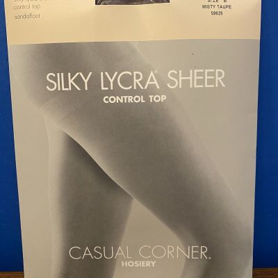 New Casual Corner Silky Lycra Sheer Misty Taupe Size B Pantyhose