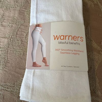 NEW LADY'S WARNER'S BLISSFUL BENEFITS CROPPED SEAMLESS  WHITE LEGGING SM