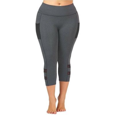 Plus Size Womens Leggings Sports Gym 3/4 Cropped Stretch Capri Pants Trousers US