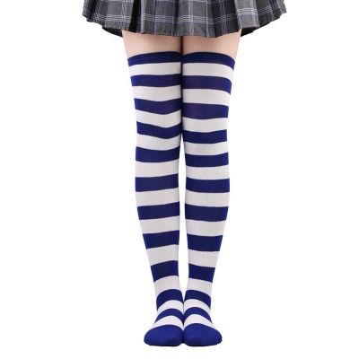 Rainbow Striped Thigh High Sock Stockings Women Over Knee Cosplay Costume/Xl