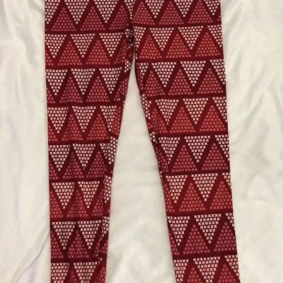 Lularoe OS One Size Leggings Valentine Red Pink White  XOXO