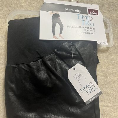 TIME AND TRU Women's Faux Leather Leggings Sz S 4-6 Black (New)