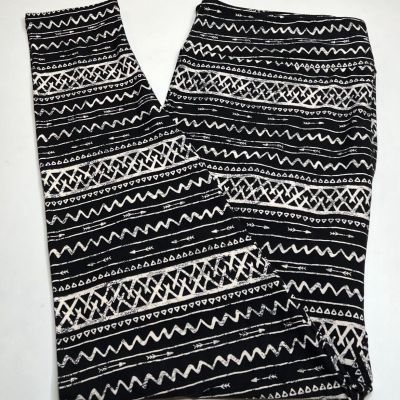 NEW LuLaRoe TC2 Leggings BLACK CREAM Ethnic TRIBAL Tattoo ARROW Abstract Stripe