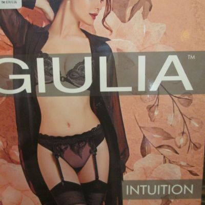 GIULIA  INTUITION DESIGN TOP GARTER STOCKINGS FINE EUROPEAN 20 DEN 2 SIZES BLACK