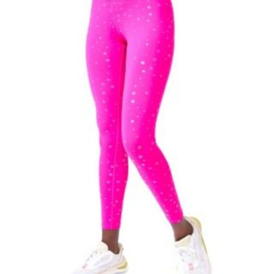 TEREZ Womens Pink Wide Waist High-compression Active Wear Skinny Leggings S