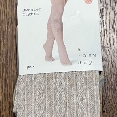 A New Day Women's Size L/XL Cable Sweater Tights Oatmeal Heather