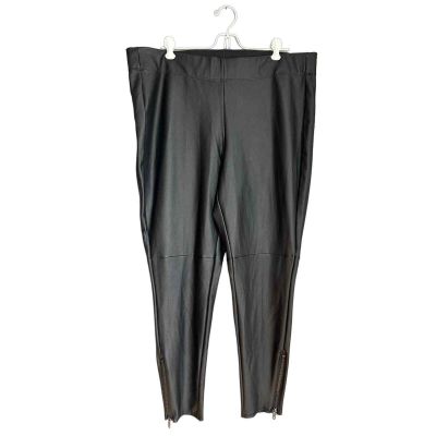 Lane Bryant Womens Legging Pull On Zip Ankle High Waist Faux Leather Black 18/20