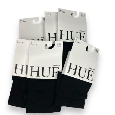 Hue Womens One Size Fits Most Sheer Floral Knee Hi Black 6 Pairs