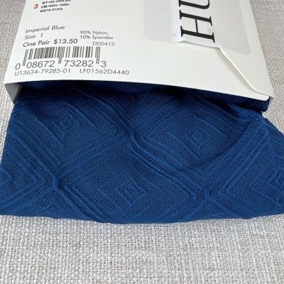 Hue Womens 3D Diamond Tights Size 1 Imperial Blue 1 Pair New
