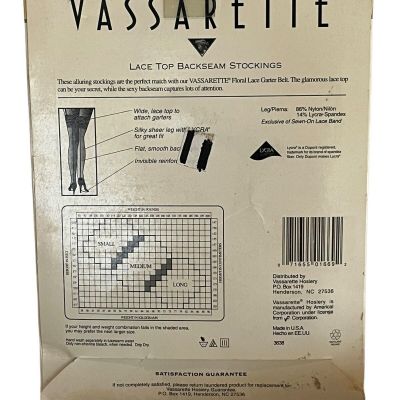 Vintage Vassarette Lace Top Backseam Stockings Style 8210 Medium White