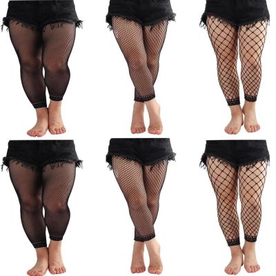 6 Pack Plus Size Fishnet Stockings Sheer Tights for Women Ultra Thin High Wai...