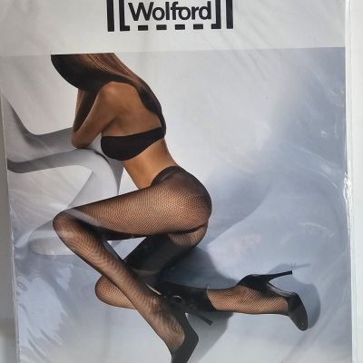 Wolford Twenties Seamless Fishnet Tights Size S Black NOS