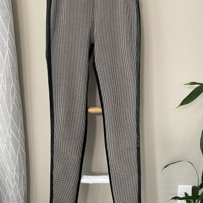 LIME Collection Women's Leggings Dress Pants Brown/Black Checkers Side Stripe S