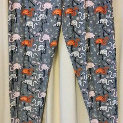 NEW Flamingo Print Plus Size (12-16) Misses SOFT STRETCHY LONG Leggings #PCS1