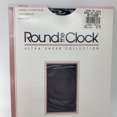 Round The Clock Control Top Sheer Leg Pantyhose Silky Lycra Size C Bit O Black