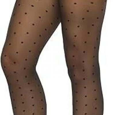 Women's Sheer Patterned Tights All-Over Polka-Dot, Black One Size