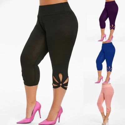 Plus Size Women High Waist Leggings Stretch Workout Yoga Gym Fitness Capri Pants